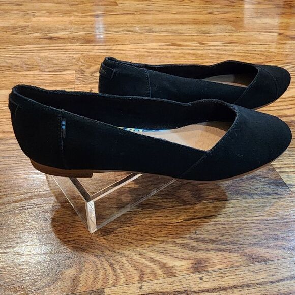Tom's Jutti Neat Black Suede Flats Slip on Shoes Women's Size 8W - Picture 10 of 14